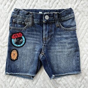 Gap Star Wars Denim Shorts Toddler 18-24M Chewbacca Patch Distressed